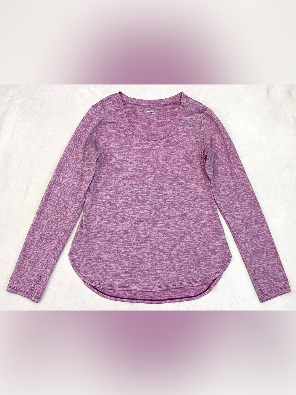 Reebok Women’s Pink Heather Long-Sleeve Lightweight Performance Top Small